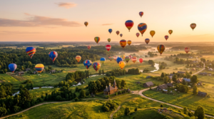 Kolorowe balony nad Podlasiem o wschodzie słońca. VIII Fiesta Balonowa w Białymstoku i Turośni Kościelnej – loty nad mglistymi polami i tradycyjną zabudową.