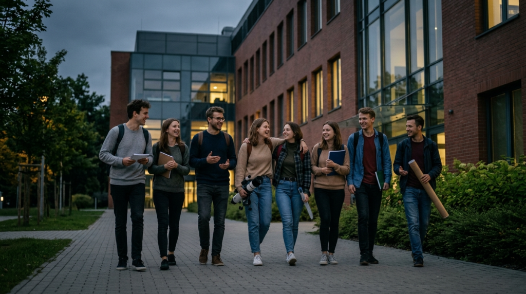 Cieszący się studenci z polskiego koła naukowego w Bielsku-Białej świętują sukces. Zwycięstwo przyniosły symulacje i wirtualna rzeczywistość.