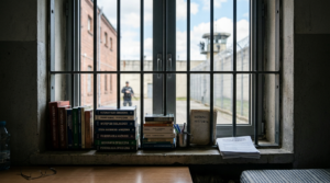 Książki i pomoce naukowe na kratach współczesnego okna więziennego. Studenci KUL w Polsce rozpoczynają rok akademicki. Edukacja i studia osób osadzonych.